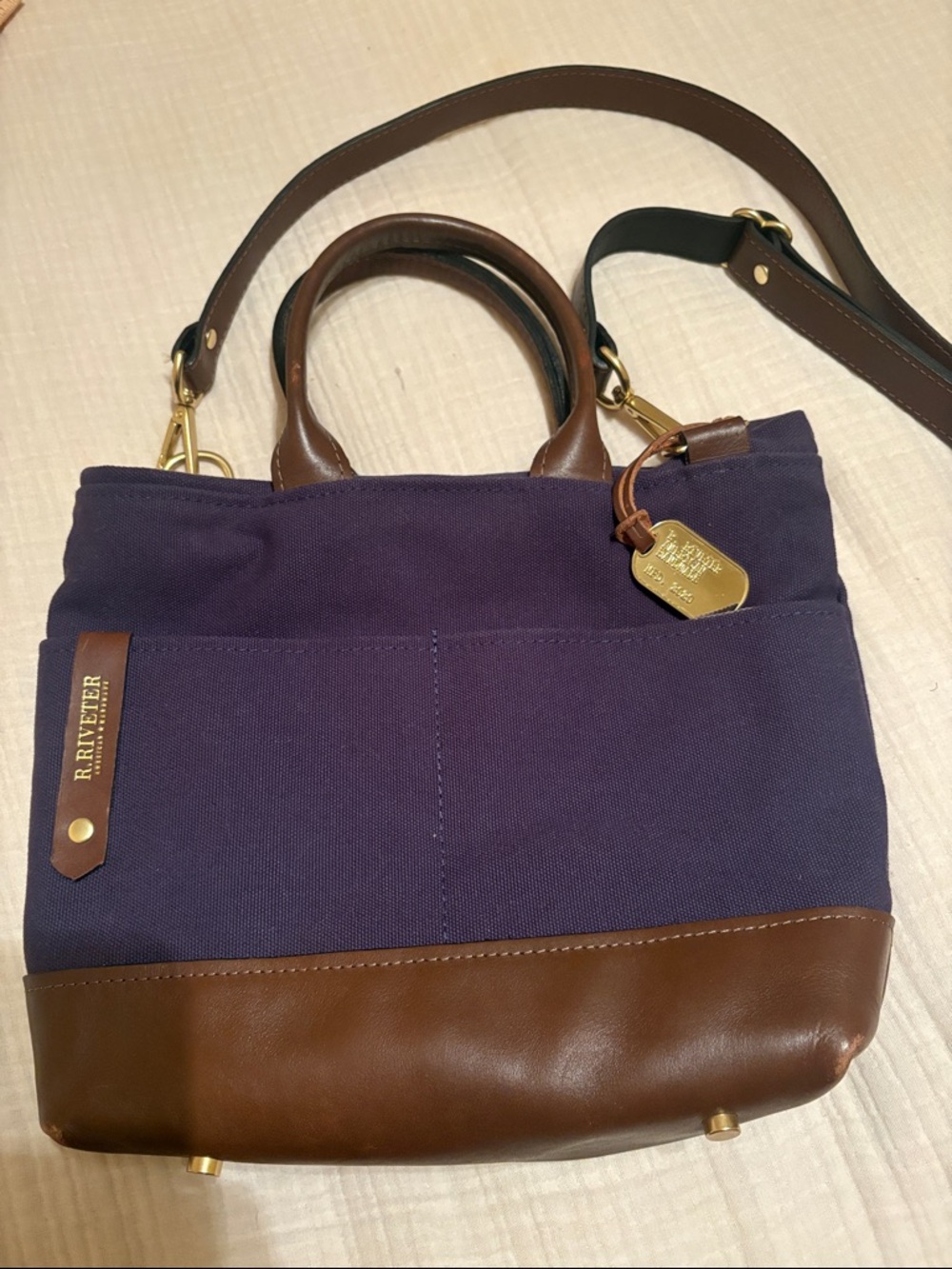 R.Riveter Dot bag Navy & Brown